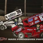 Brayton Lynch (#29) racing with Mitchell Davis (#89) Friday at Lincoln Speedway. (Mark Funderburk Photo)