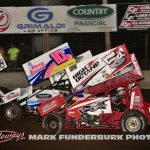 Zach Daum (#5D) racing with Jeremy Standridge (#10S) Friday at Lincoln Speedway. (Mark Funderburk Photo)