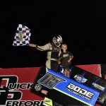 Trevor Serbus won the 305 sprint car feature Monday night at Marshalltown Speedway. (Mark Funderburk Photo)