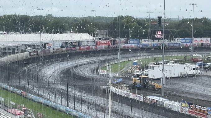 Knoxville Raceway on Friday after rain showers hit Knoxville Raceway. (T.J. Buffenbarger Photo)