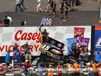 Donny Schatz in victory lane at Knoxville Raceway. (T.J. Buffenbarger Photo)