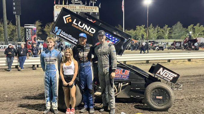 Colby Copeland won the winged 360 sprint car feature Sunday night at Calistoga Speedway. (Serena Dalhamer Photo)