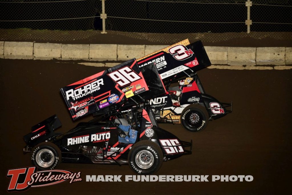 Jake Blackhurst (#96) racing with Jack Neuman (#3N) Friday at Jacksonville Speedway. (Mark Funderburk Photo)