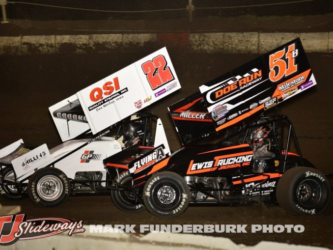 Riley Goodno (#220 racing with Joe B Miller (#51) Friday at Jacksonville Speedway. (Mark Funderburk Photo)